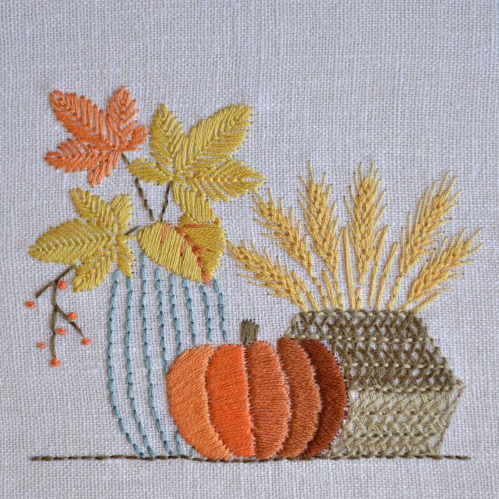 Pumpkin Fall decor hand embroidery design