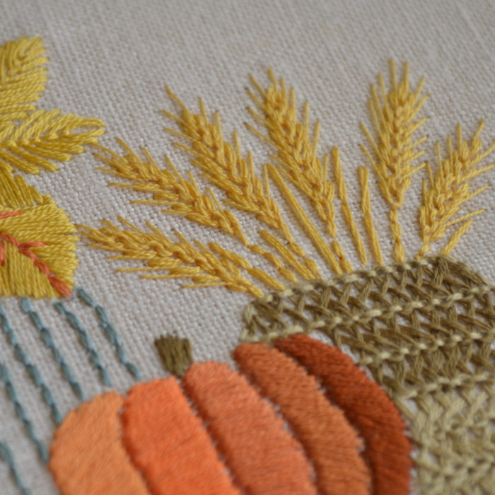 Pumpkin Fall decor hand embroidery