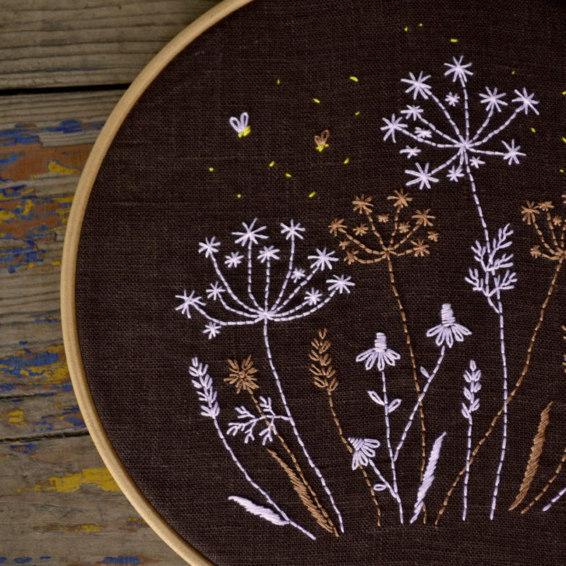 Herb dandelion hand embroidery hoop