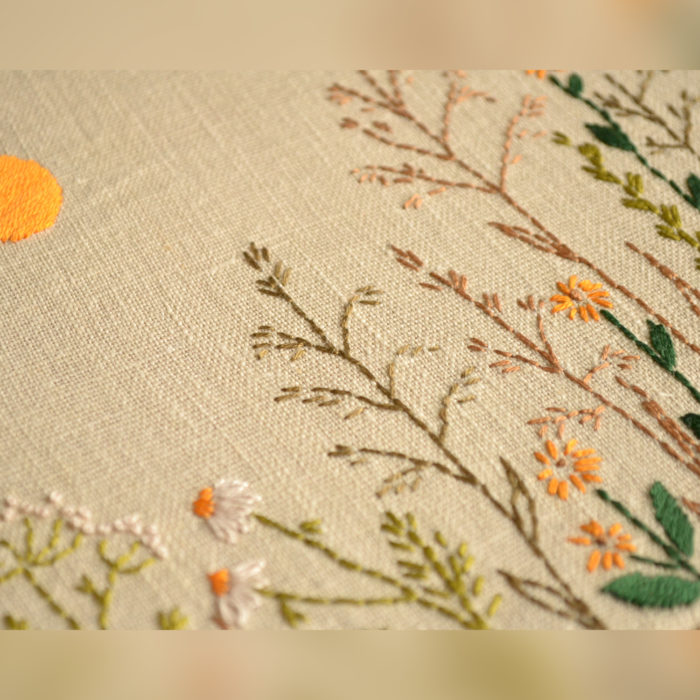 Wild herb sun hand embroidery stitches