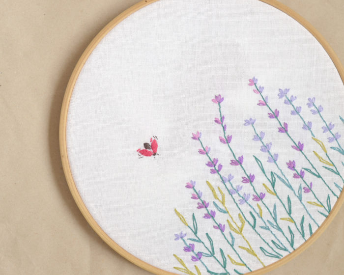 Floral hand embroidery hoop Lavender